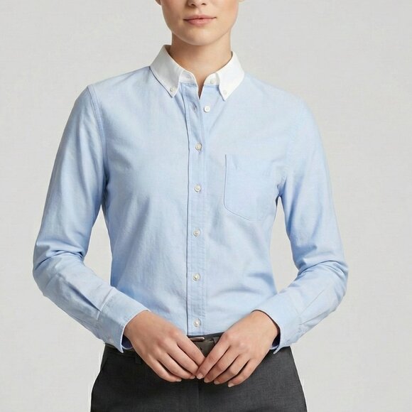 Coach Blue Button Front Oxford Shirt Cotton Business Size 0 / XS - Picture 1 of 13